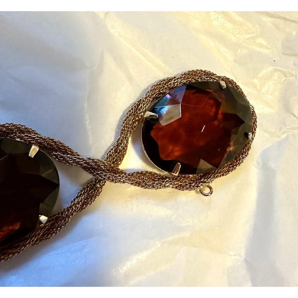 Hattie Carnegie Bracelet Gold Tone w/ large Purple Faceted Stones - Picture 3 of 7